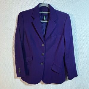 LAUREN RALPH LAUREN Petite Sz 12P Purple Classic Blazer Wool Blend Light Pads